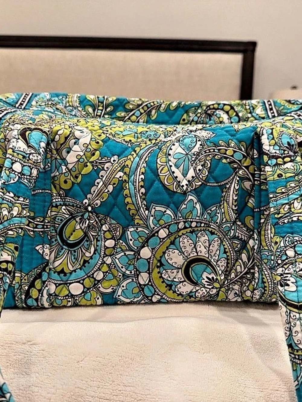 VINTAGE Vera Bradley Peacock Duffel Set - Large & Small Original Travel Bags
